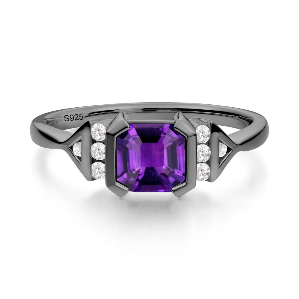 Unique Asscher Cut Amethyst Statement Ring - LUO Jewelry #metal_black finish sterling silver