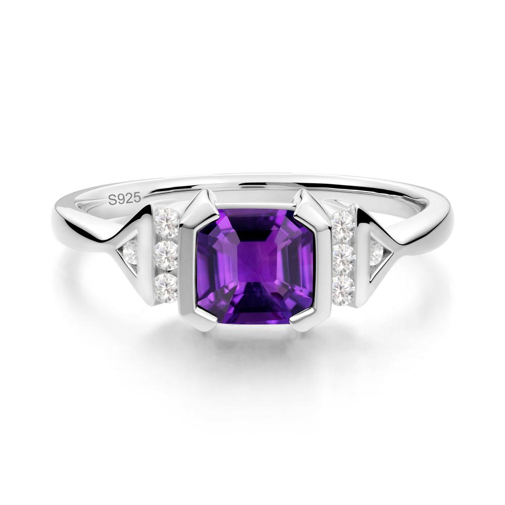 Unique Asscher Cut Amethyst Statement Ring - LUO Jewelry #metal_sterling silver