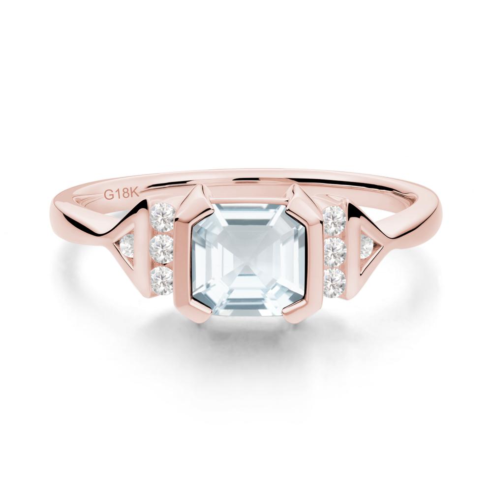 Unique Asscher Cut Aquamarine Statement Ring - LUO Jewelry #metal_18k rose gold