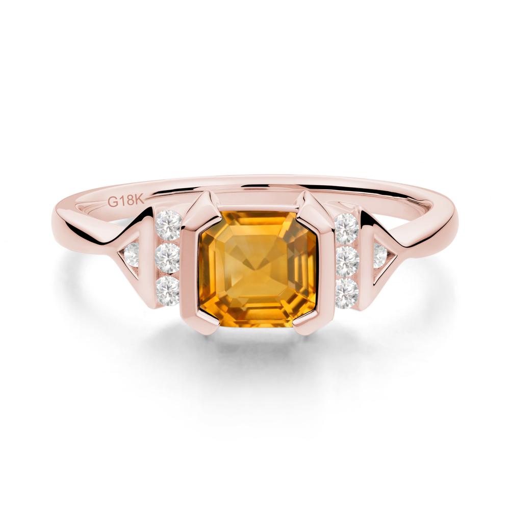 Unique Asscher Cut Citrine Statement Ring - LUO Jewelry #metal_18k rose gold