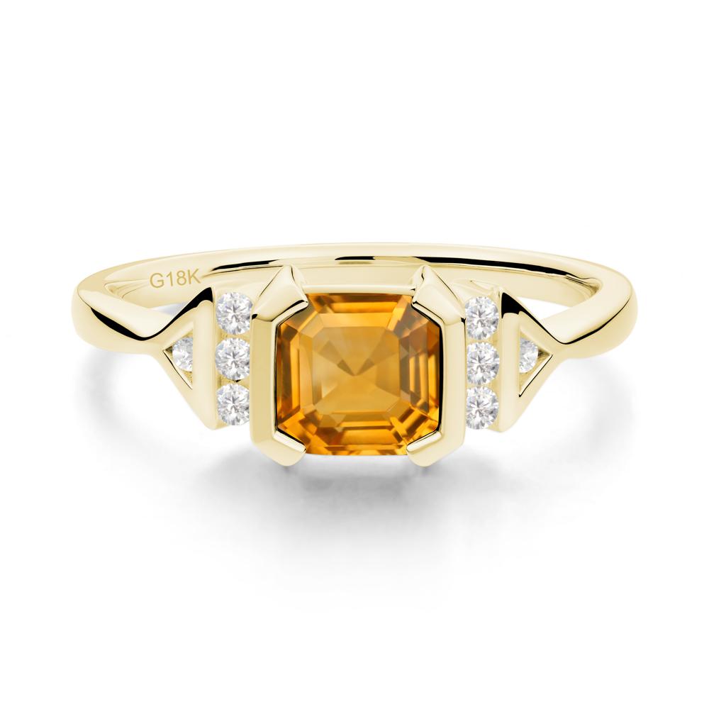 Unique Asscher Cut Citrine Statement Ring - LUO Jewelry #metal_18k yellow gold