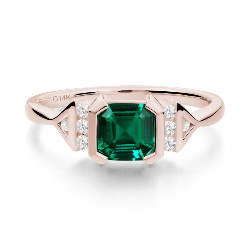 Statement Asscher Cut Emerald Ring - LUO Jewelry #metal_14k rose gold