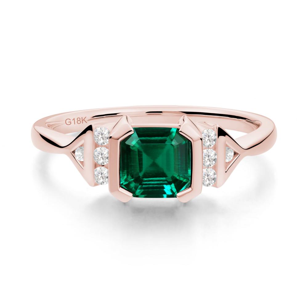 Statement Asscher Cut Emerald Ring - LUO Jewelry #metal_18k rose gold