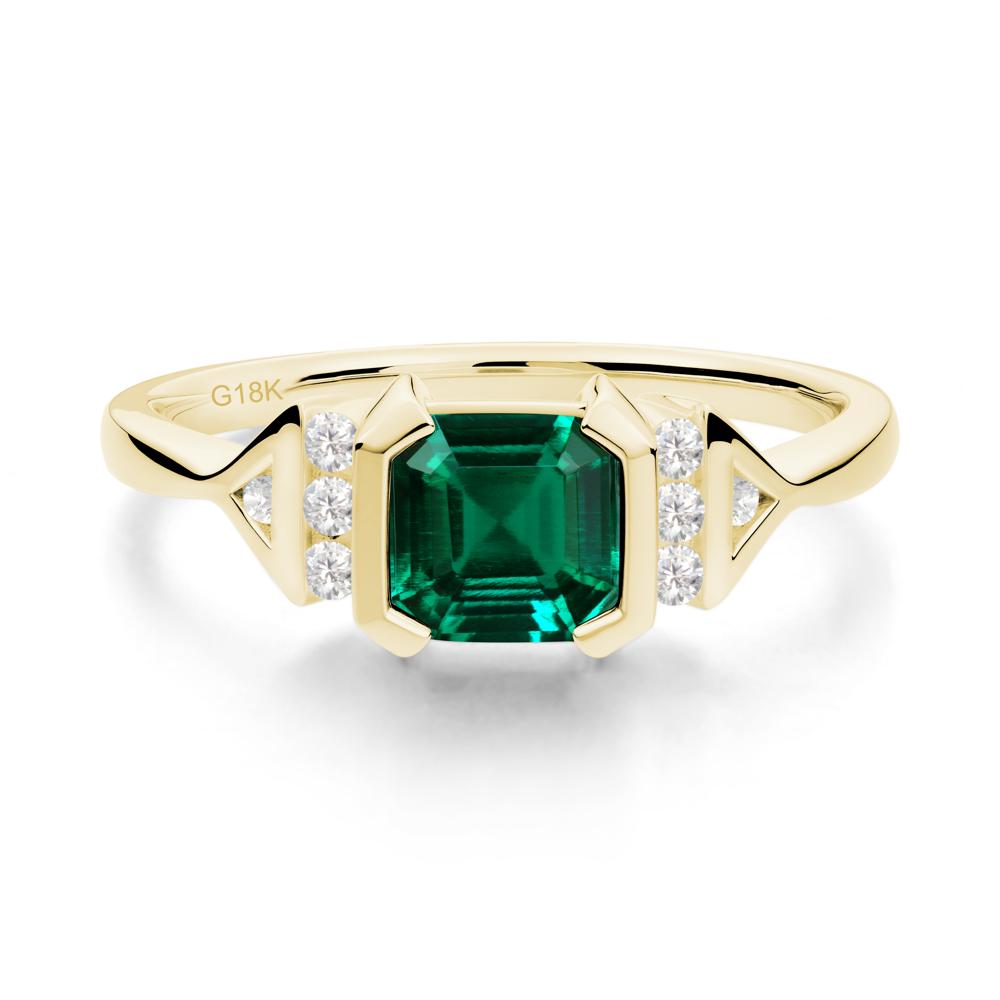 Statement Asscher Cut Emerald Ring - LUO Jewelry #metal_18k yellow gold