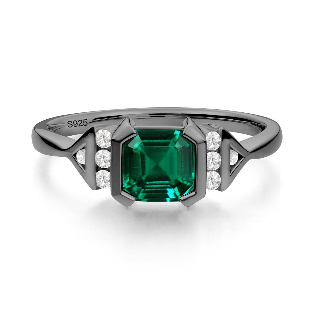 Statement Asscher Cut Emerald Ring - LUO Jewelry #metal_black finish sterling silver