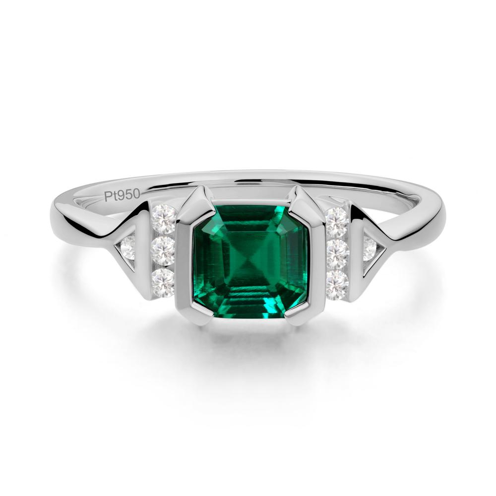 Statement Asscher Cut Emerald Ring - LUO Jewelry #metal_platinum