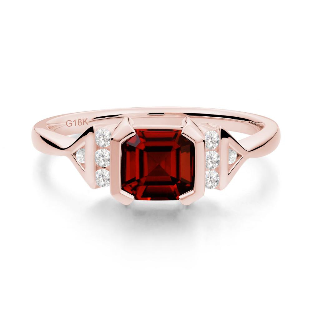 Statement Asscher Cut Garnet Ring - LUO Jewelry #metal_18k rose gold
