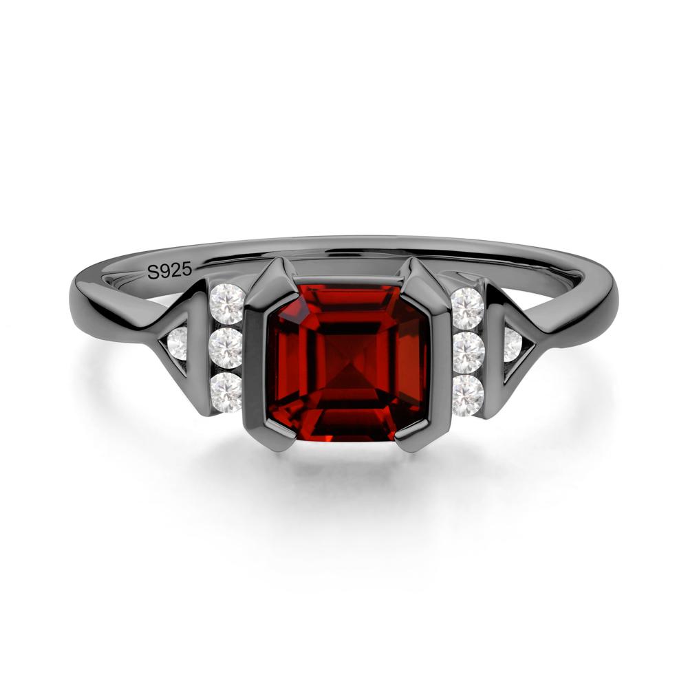 Statement Asscher Cut Garnet Ring - LUO Jewelry #metal_black finish sterling silver