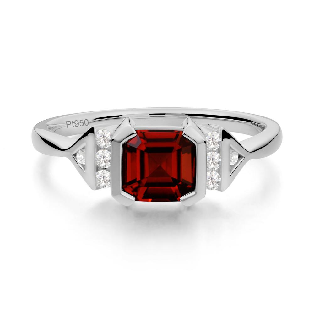 Statement Asscher Cut Garnet Ring - LUO Jewelry #metal_platinum
