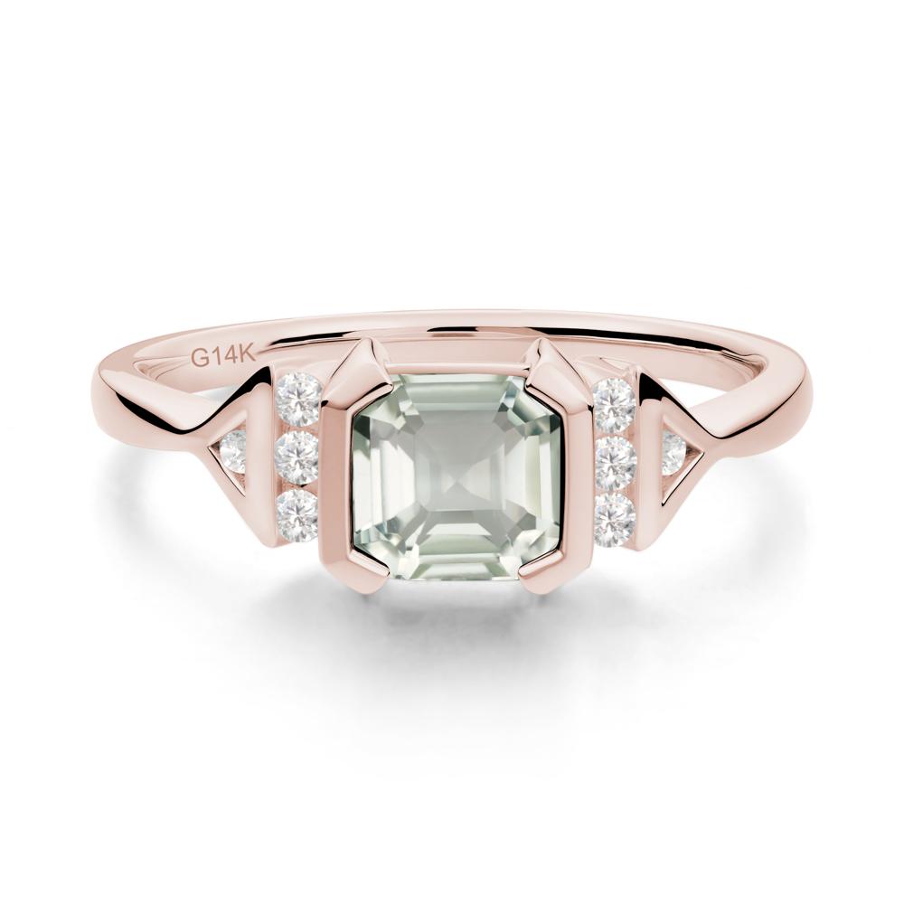 Statement Asscher Cut Green Amethyst Ring - LUO Jewelry #metal_14k rose gold