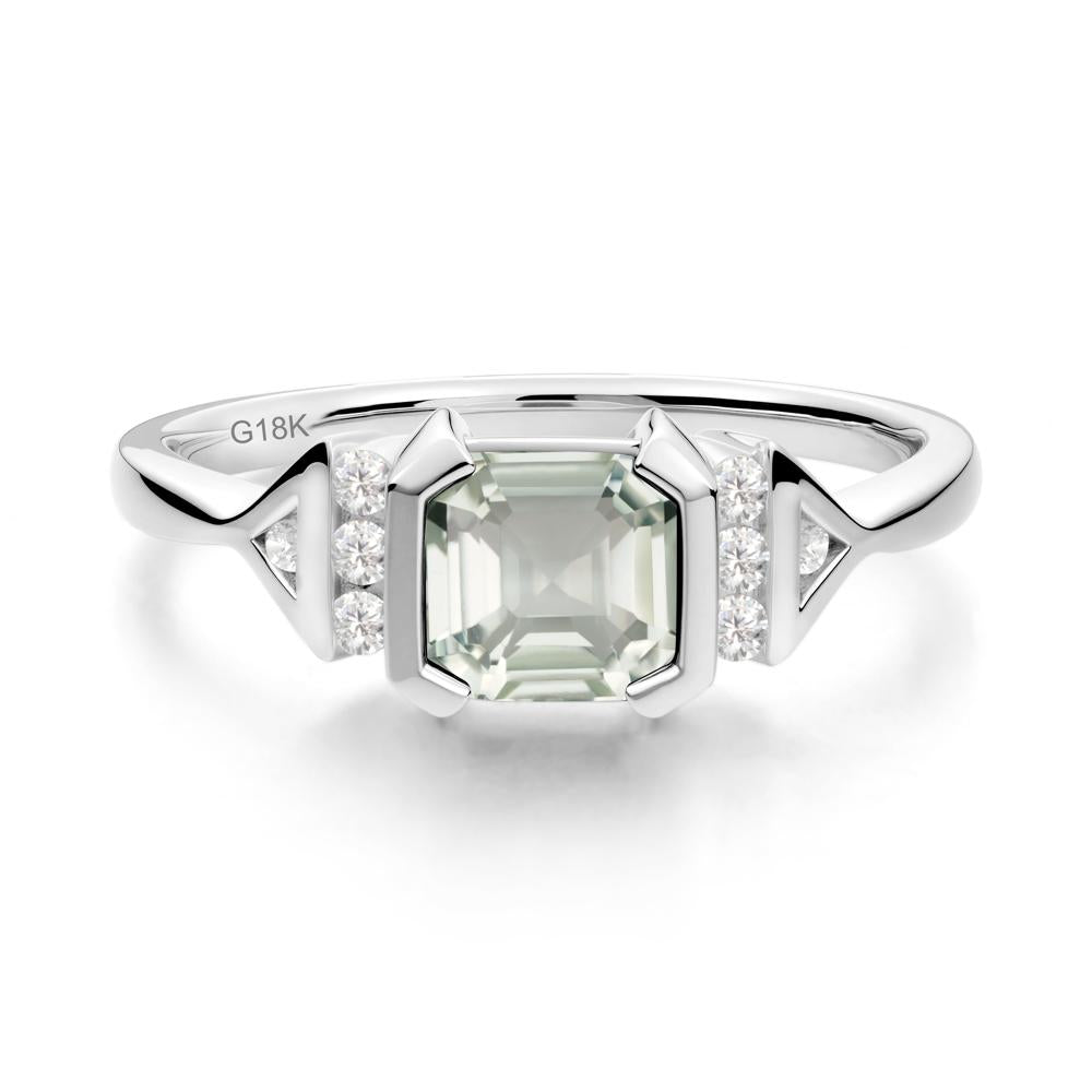 Statement Asscher Cut Green Amethyst Ring - LUO Jewelry #metal_18k white gold