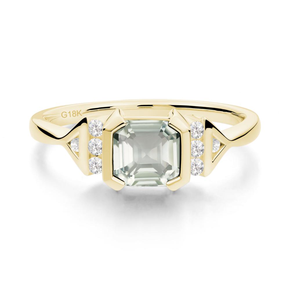 Statement Asscher Cut Green Amethyst Ring - LUO Jewelry #metal_18k yellow gold