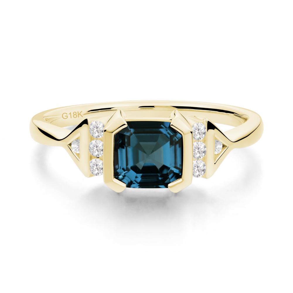 Statement Asscher Cut London Blue Topaz Ring - LUO Jewelry #metal_18k yellow gold