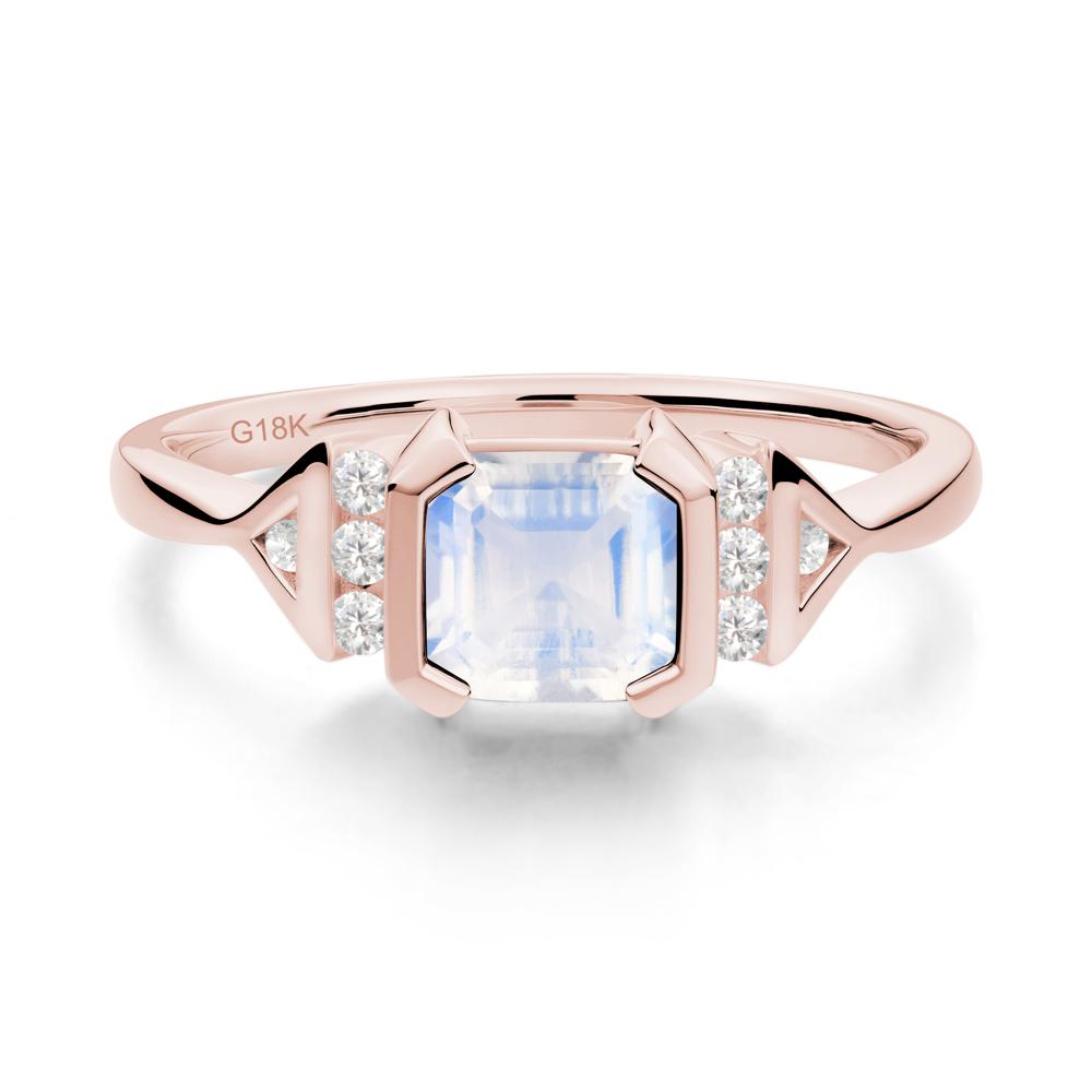 Unique Asscher Cut Moonstone Statement Ring - LUO Jewelry #metal_18k rose gold