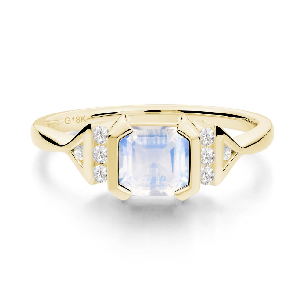 Unique Asscher Cut Moonstone Statement Ring - LUO Jewelry #metal_18k yellow gold