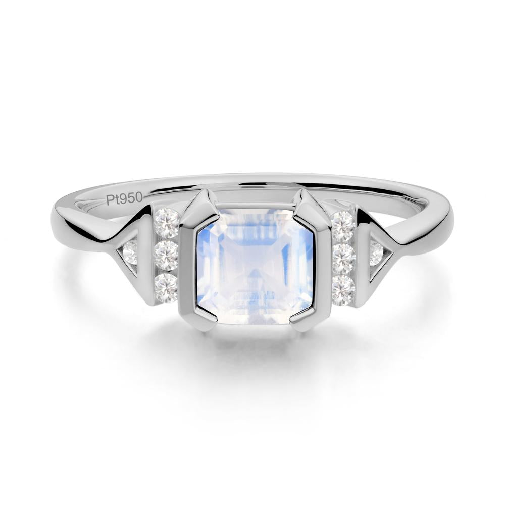 Unique Asscher Cut Moonstone Statement Ring - LUO Jewelry #metal_platinum