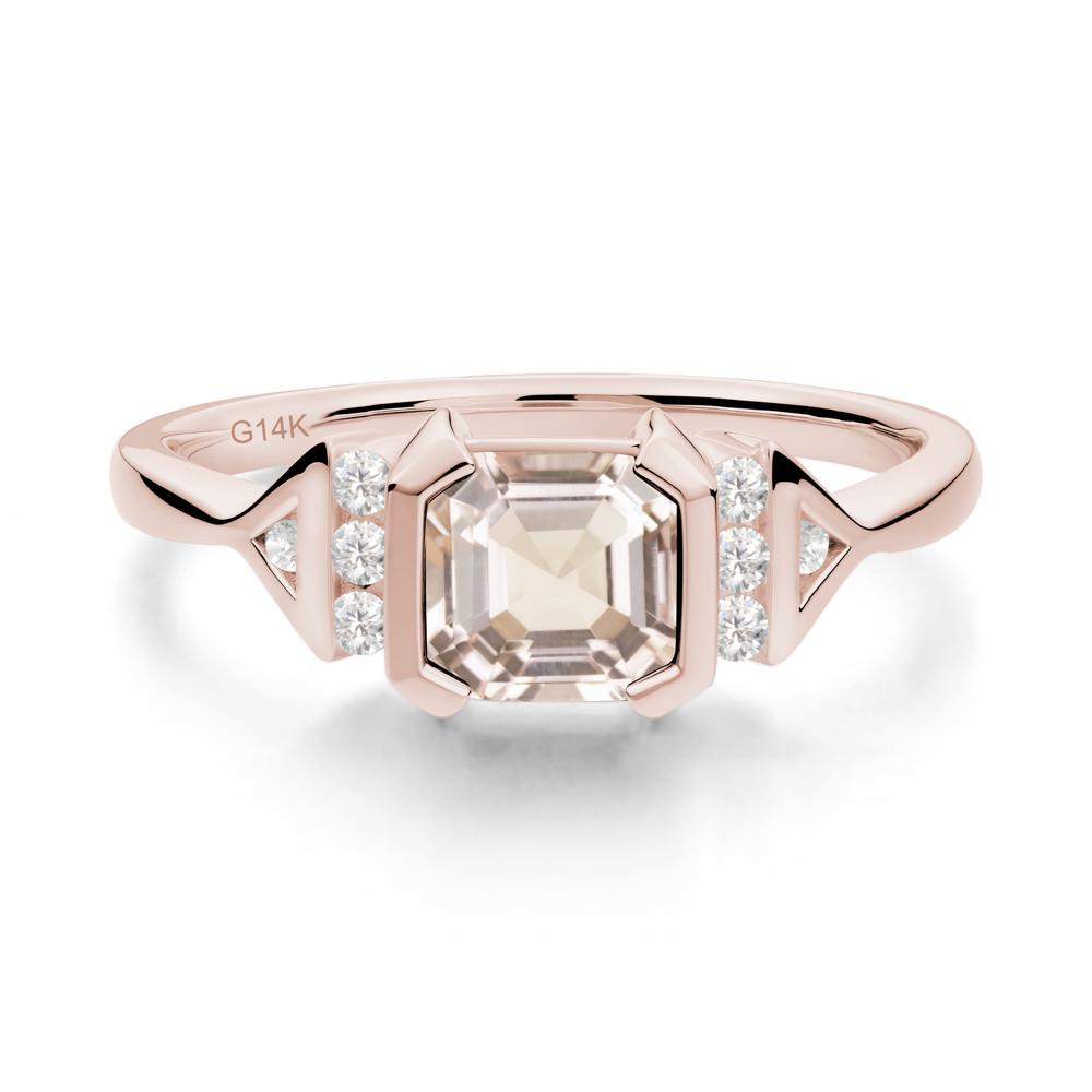 Statement Asscher Cut Morganite Ring - LUO Jewelry #metal_14k rose gold