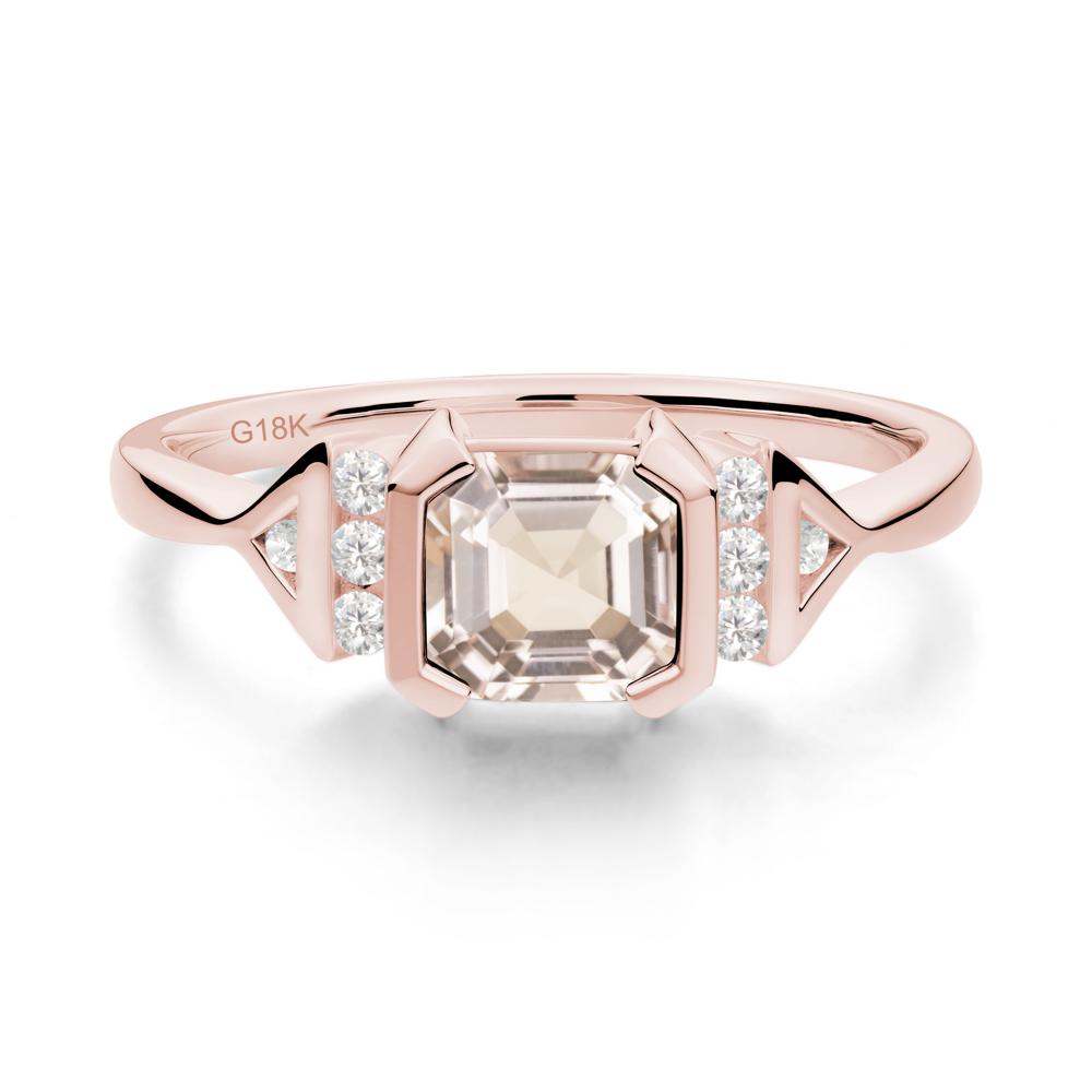Statement Asscher Cut Morganite Ring - LUO Jewelry #metal_18k rose gold