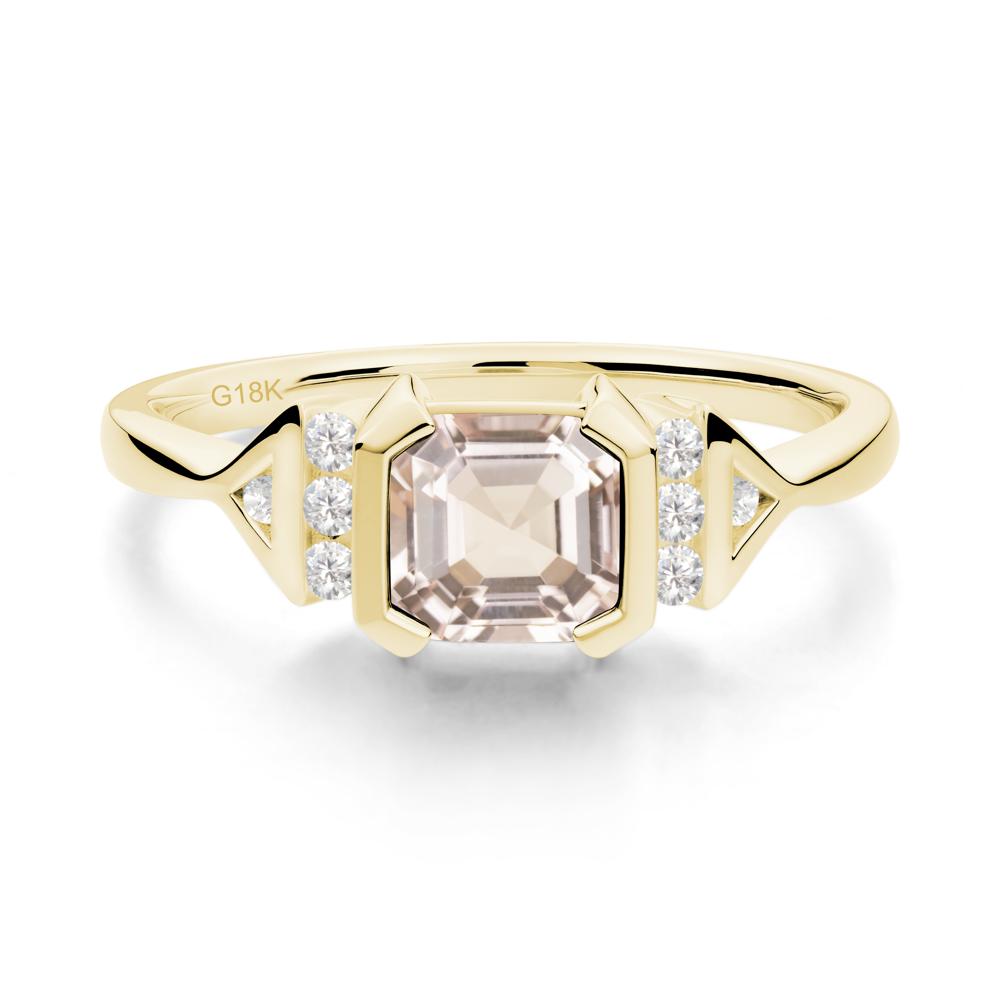 Statement Asscher Cut Morganite Ring - LUO Jewelry #metal_18k yellow gold