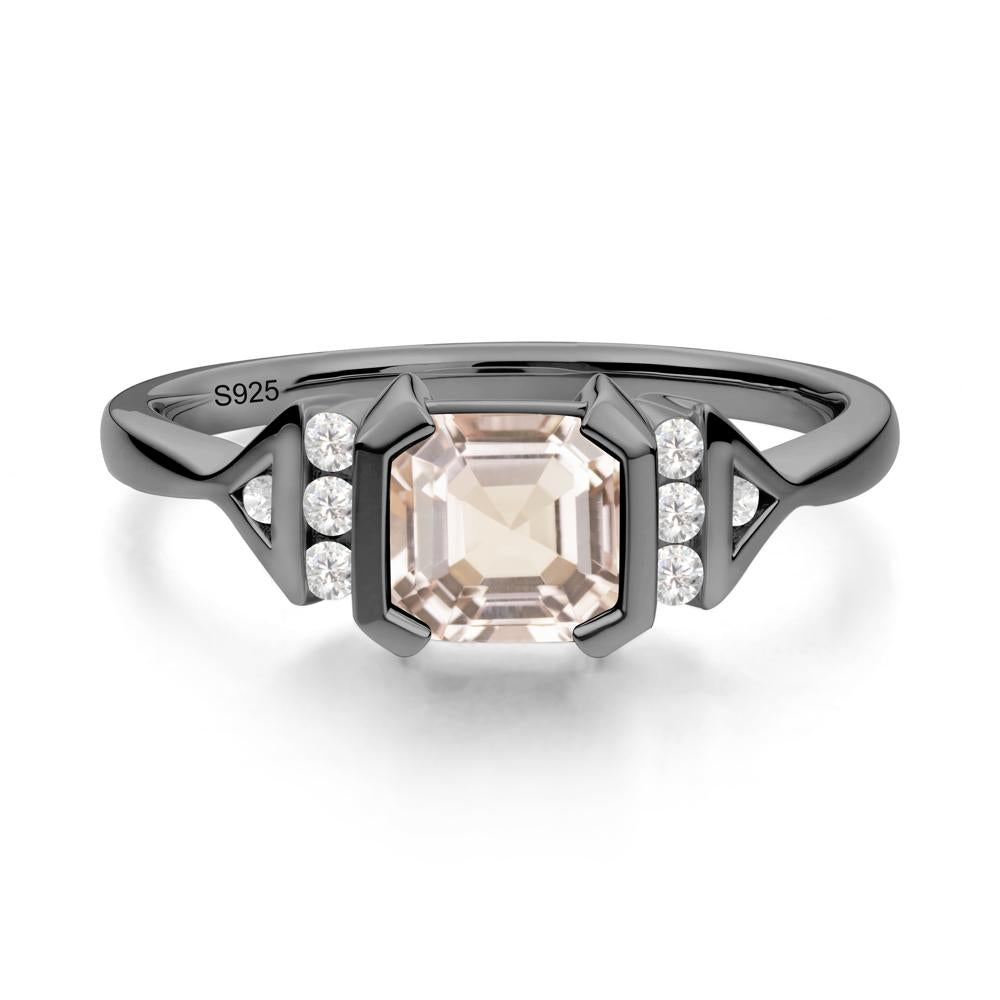 Statement Asscher Cut Morganite Ring - LUO Jewelry #metal_black finish sterling silver