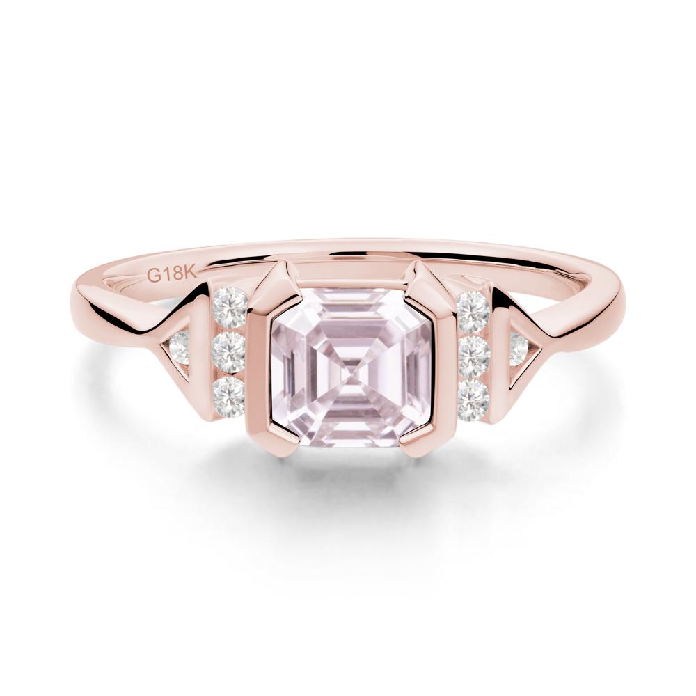 Unique Asscher Cut Pink Cubic Zirconia Statement Ring - LUO Jewelry #metal_18k rose gold