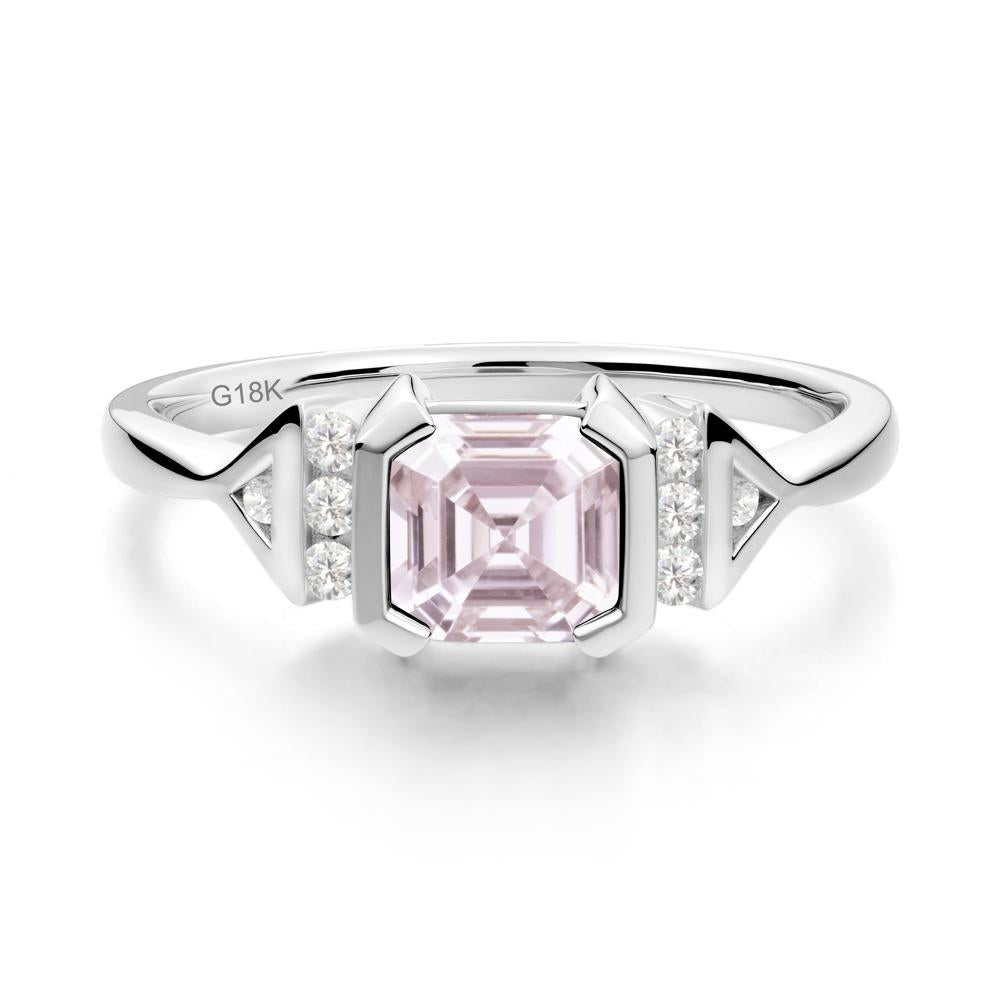 Unique Asscher Cut Pink Cubic Zirconia Statement Ring - LUO Jewelry #metal_18k white gold