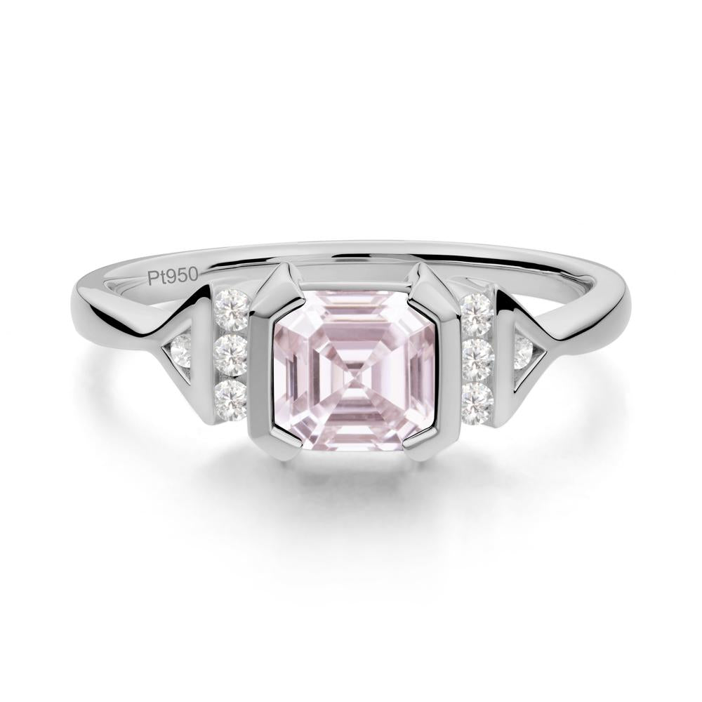Unique Asscher Cut Pink Cubic Zirconia Statement Ring - LUO Jewelry #metal_platinum