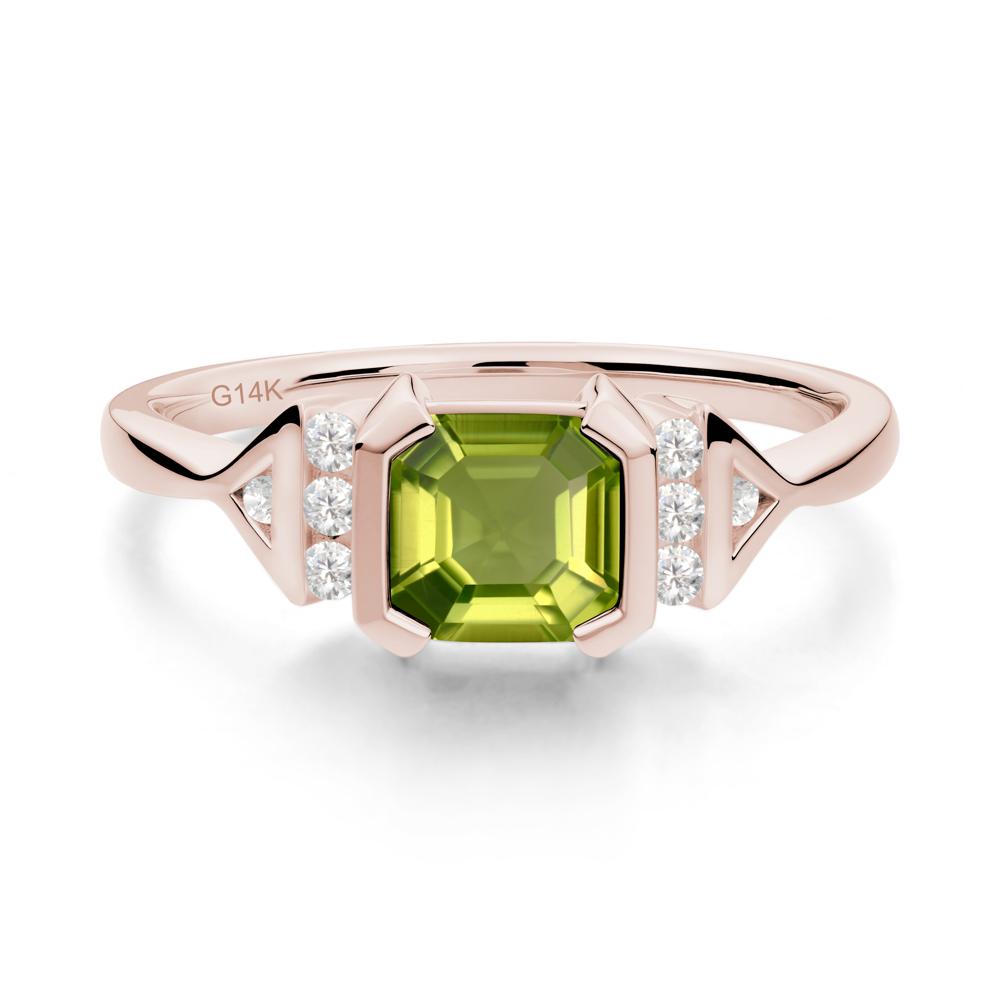 Statement Asscher Cut Peridot Ring - LUO Jewelry #metal_14k rose gold