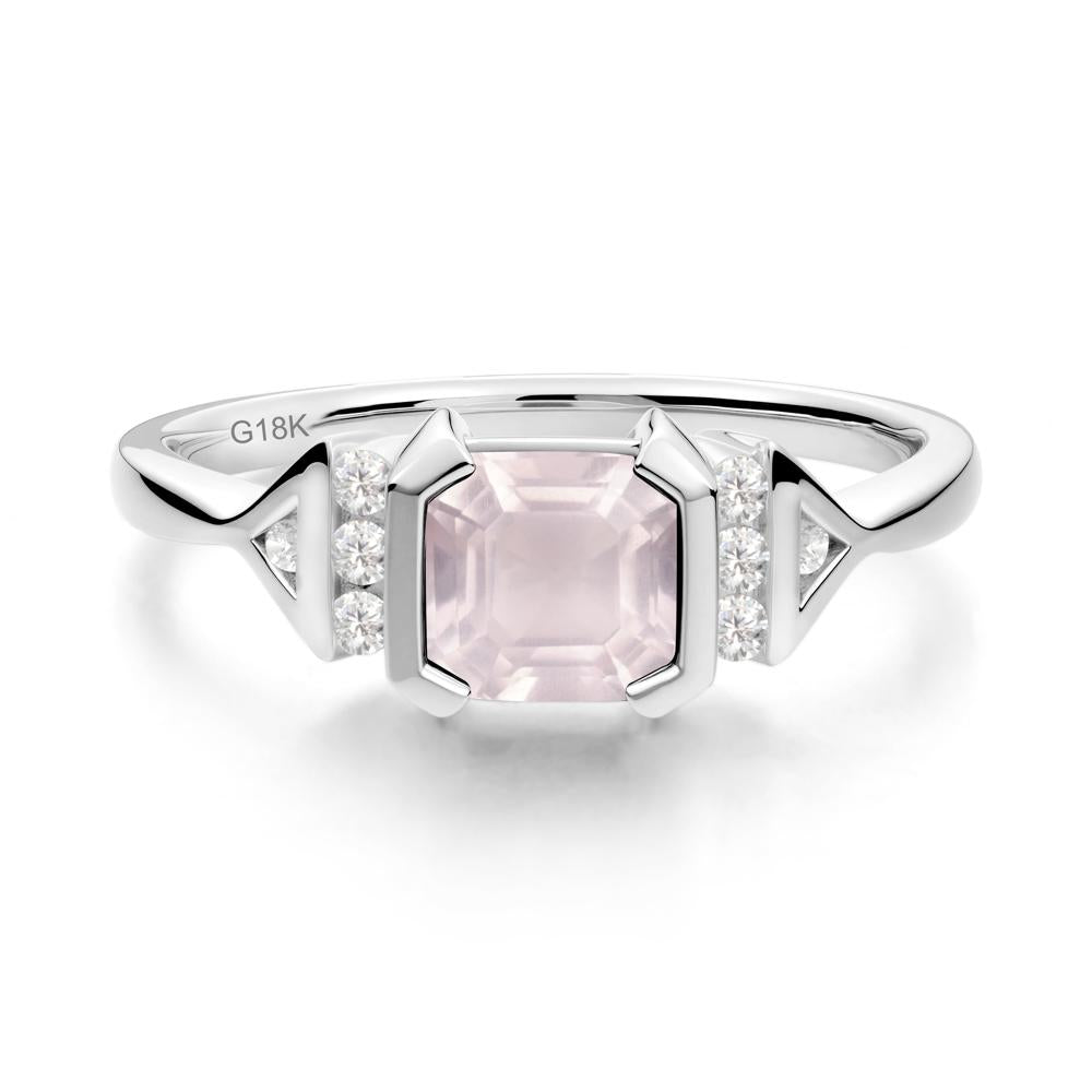 Statement Asscher Cut Rose Quartz Ring - LUO Jewelry #metal_18k white gold