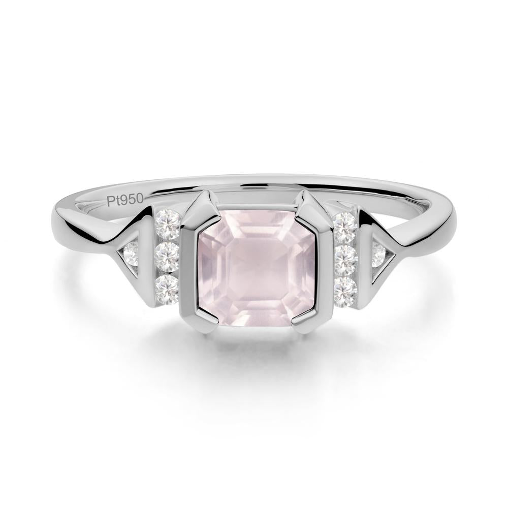Statement Asscher Cut Rose Quartz Ring - LUO Jewelry #metal_platinum