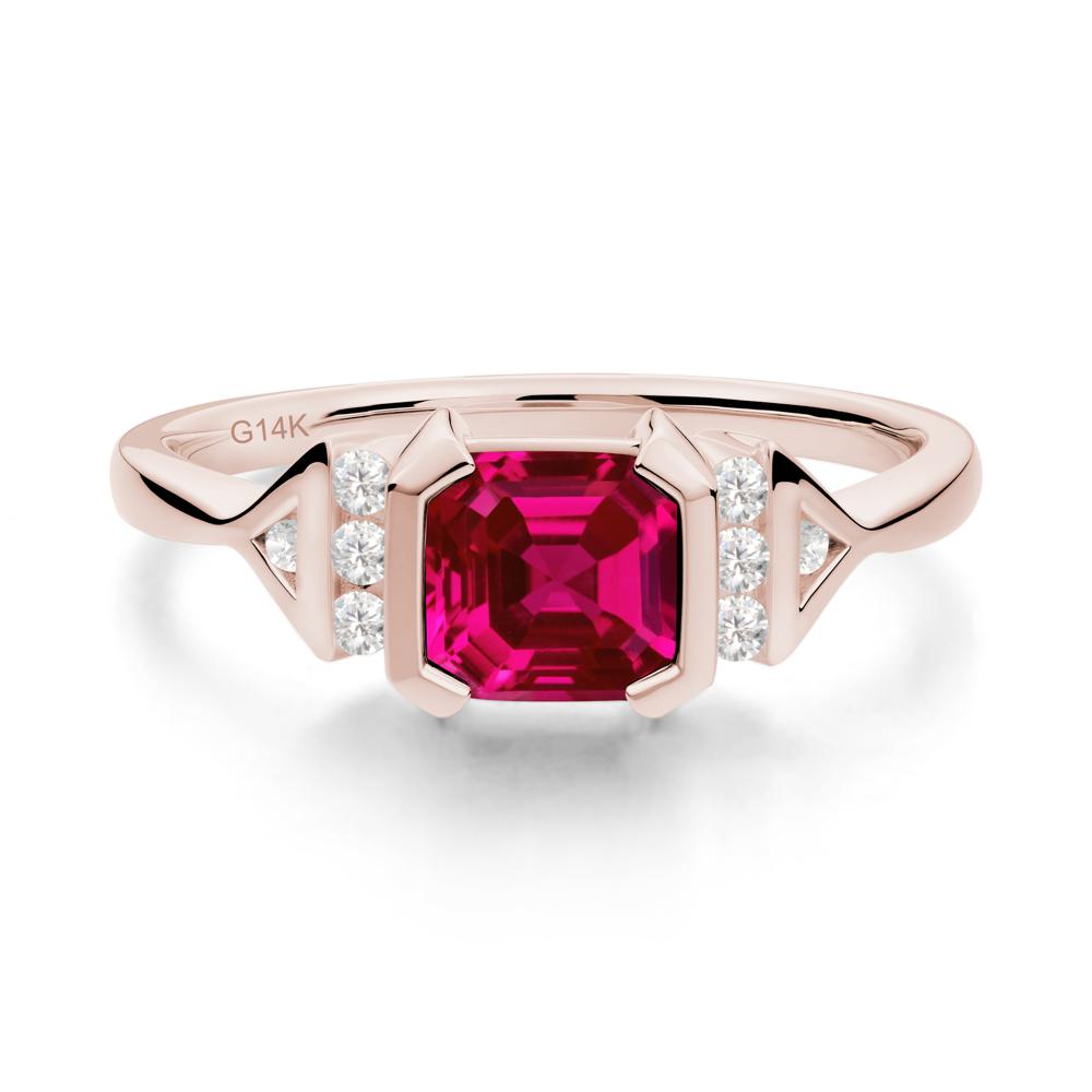 Statement Asscher Cut Ruby Ring - LUO Jewelry #metal_14k rose gold