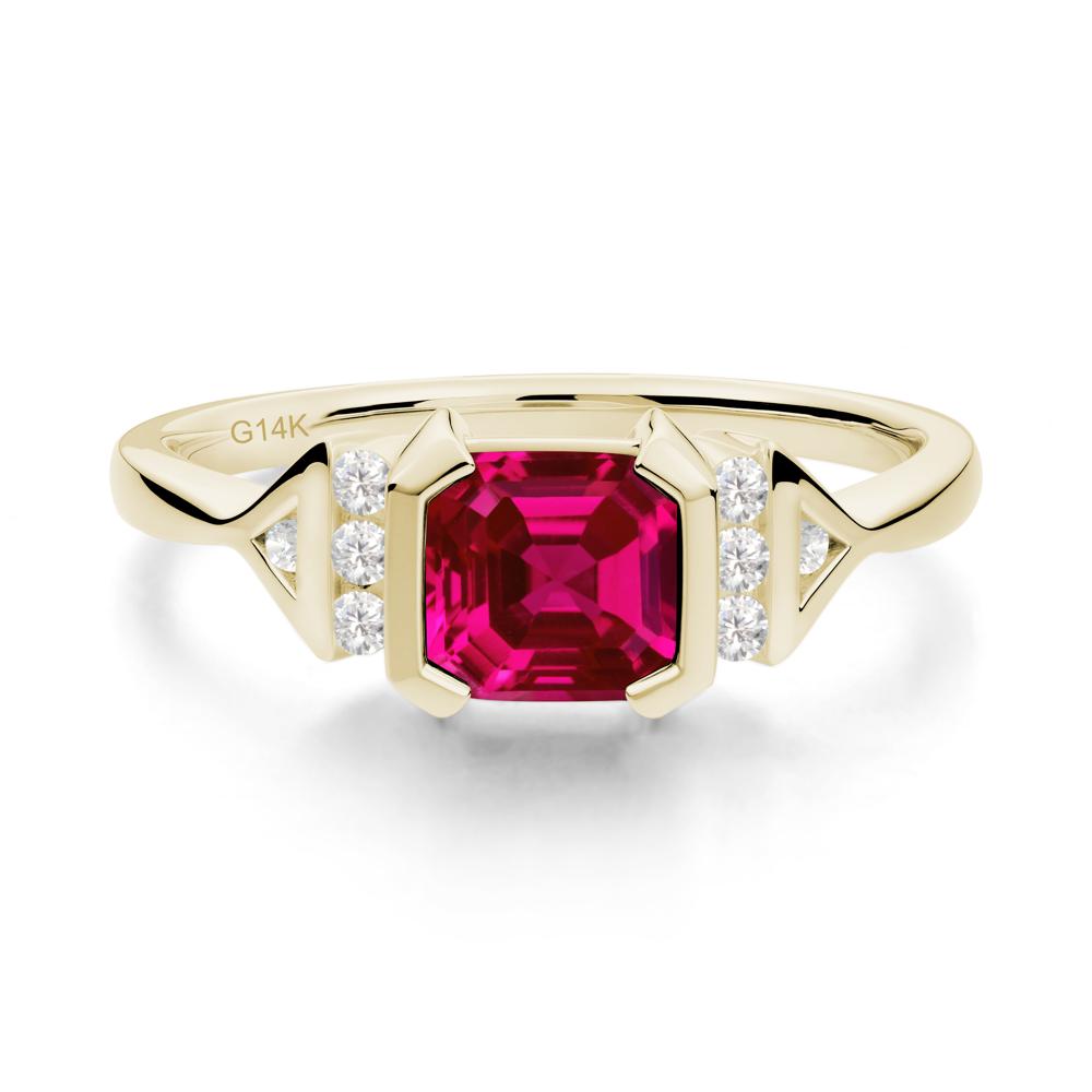 Statement Asscher Cut Ruby Ring - LUO Jewelry #metal_14k yellow gold