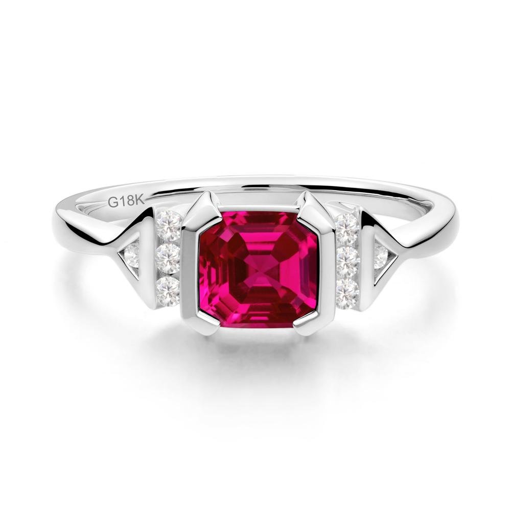 Statement Asscher Cut Ruby Ring - LUO Jewelry #metal_18k white gold