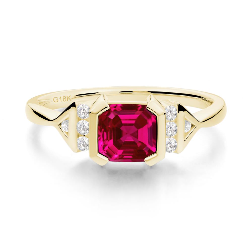 Statement Asscher Cut Ruby Ring - LUO Jewelry #metal_18k yellow gold