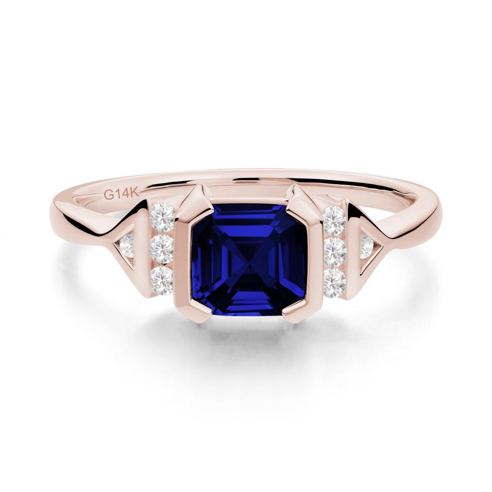 Statement Asscher Cut Sapphire Ring - LUO Jewelry #metal_14k rose gold