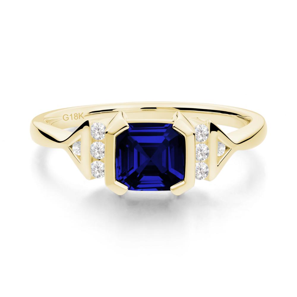 Statement Asscher Cut Sapphire Ring - LUO Jewelry #metal_18k yellow gold