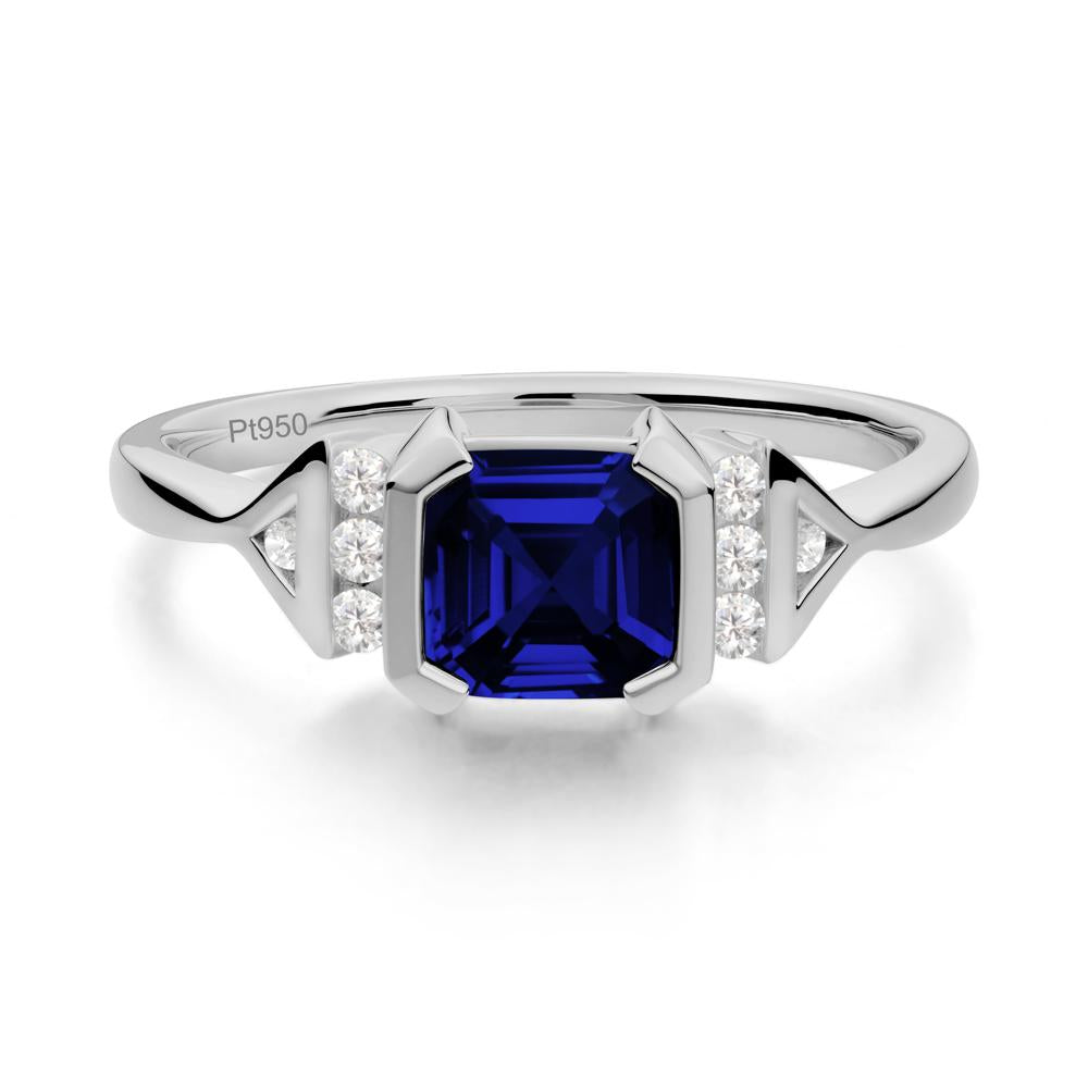 Statement Asscher Cut Sapphire Ring - LUO Jewelry #metal_platinum