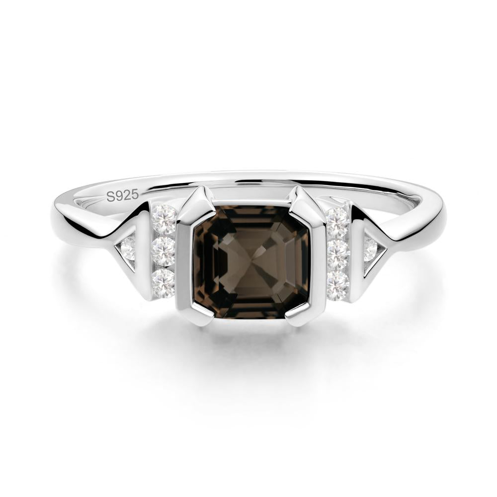 Unique Asscher Cut Smoky Quartz Statement Ring - LUO Jewelry #metal_sterling silver