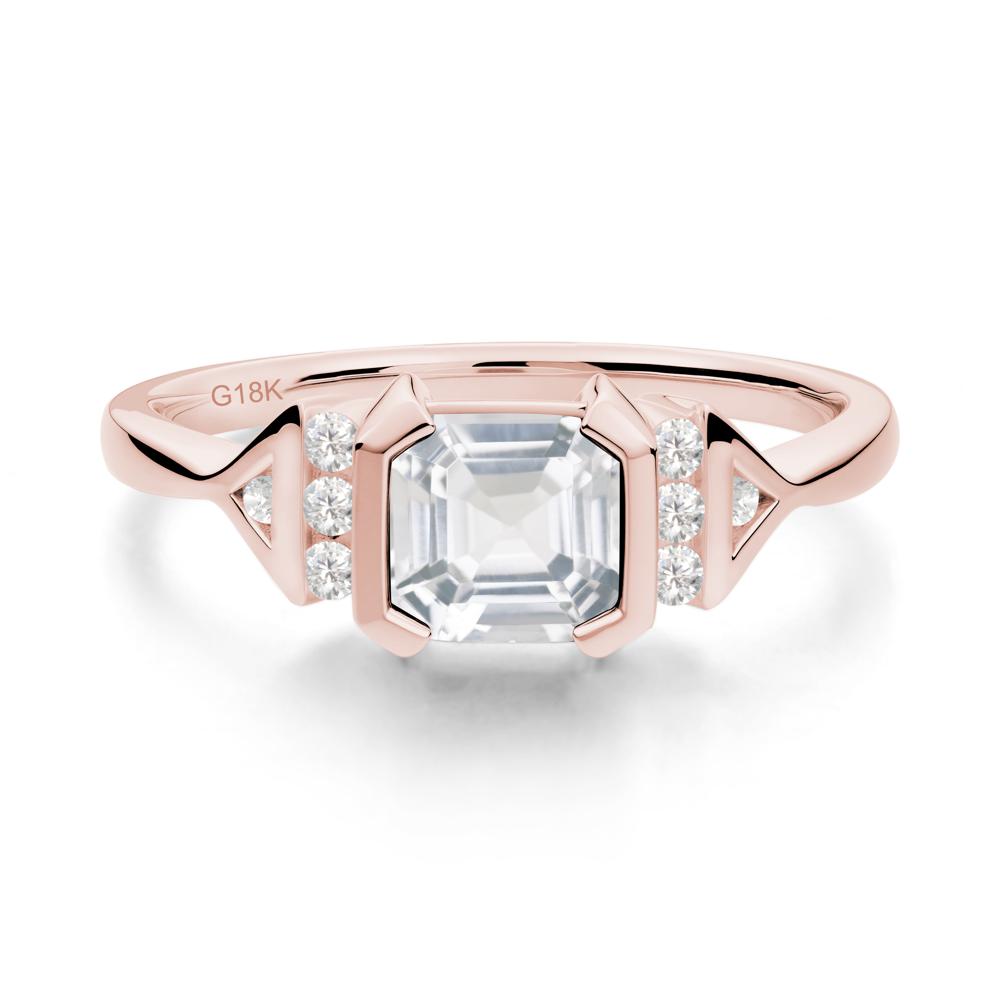 Unique Asscher Cut White Topaz Statement Ring - LUO Jewelry #metal_18k rose gold