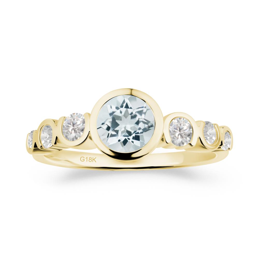 Multi Round Cut Aquamarine Ring - LUO Jewelry #metal_18k yellow gold