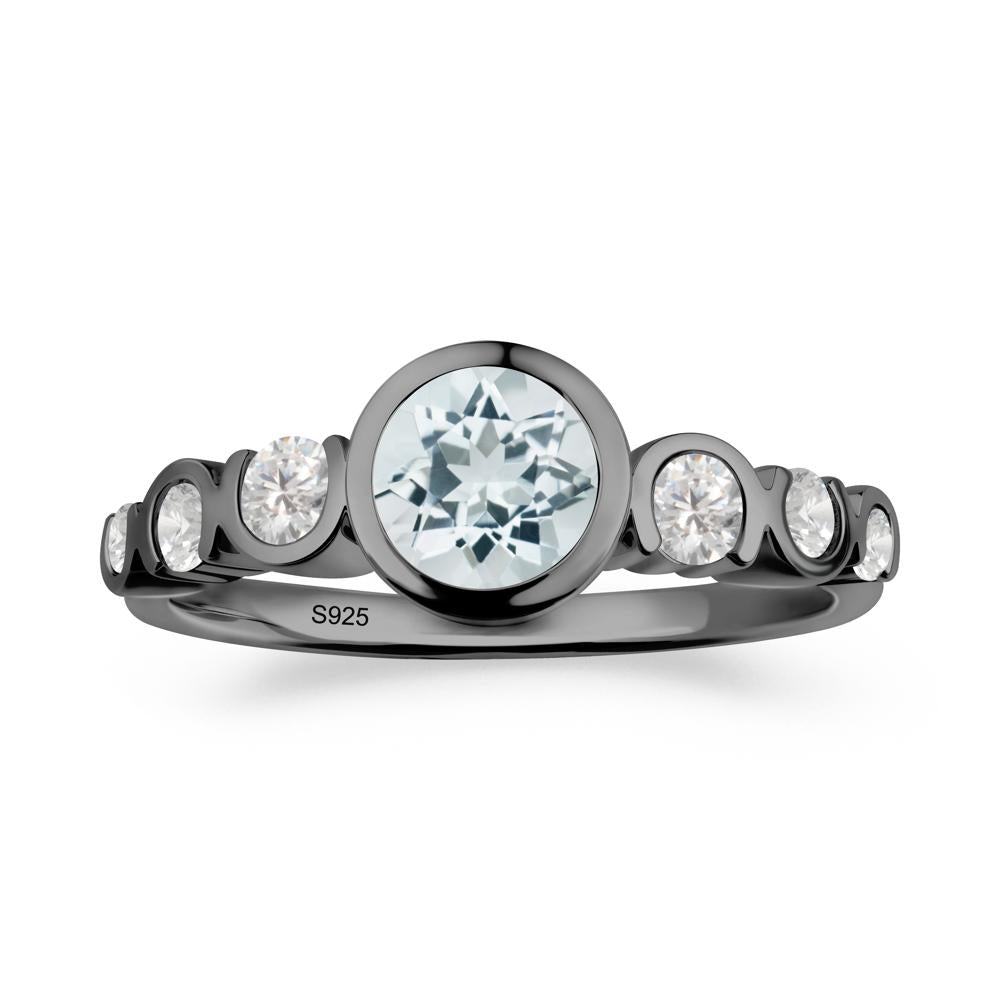 Multi Round Cut Aquamarine Ring - LUO Jewelry #metal_black finish sterling silver