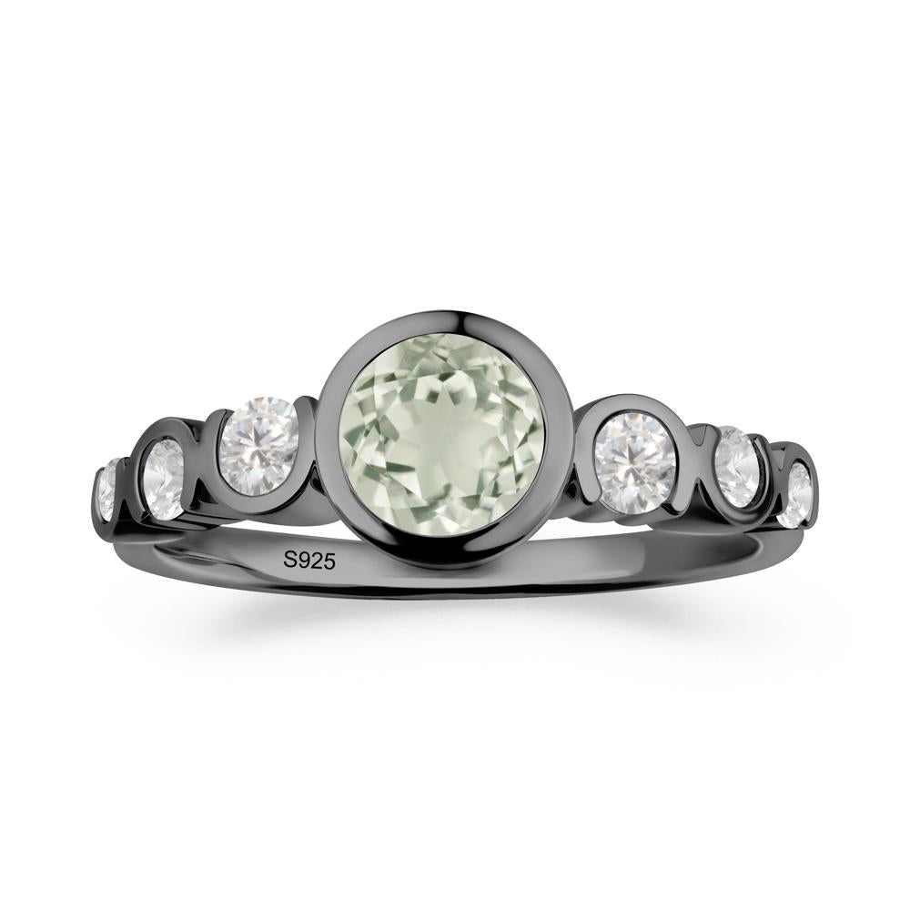 Green Amethyst Multi Stone Engagement Ring - LUO Jewelry #metal_black finish sterling silver