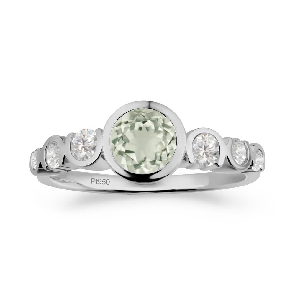 Green Amethyst Multi Stone Engagement Ring - LUO Jewelry #metal_platinum