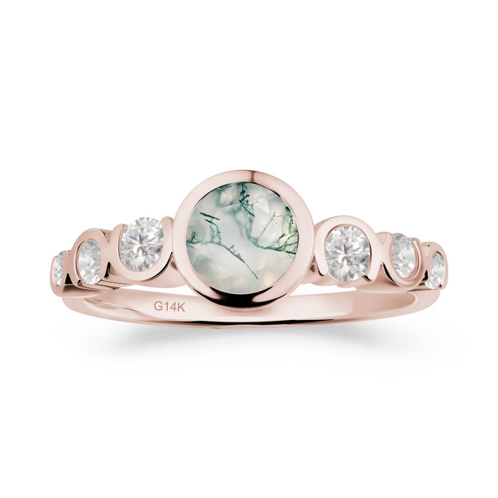 Multi Round Cut Moss Agate Ring - LUO Jewelry #metal_14k rose gold