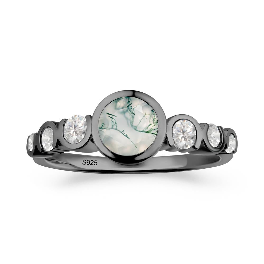 Multi Round Cut Moss Agate Ring - LUO Jewelry #metal_black finish sterling silver