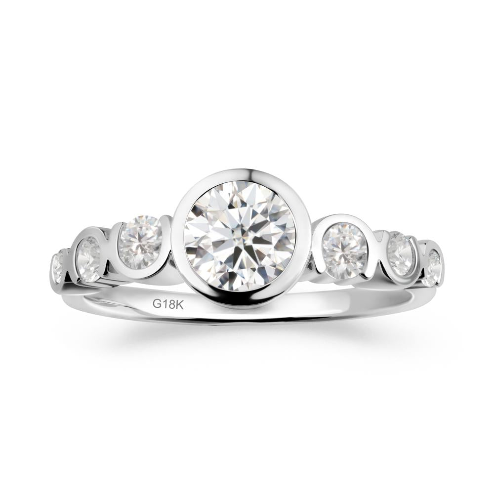 Moissanite Multi Stone Engagement Ring - LUO Jewelry #metal_18k white gold
