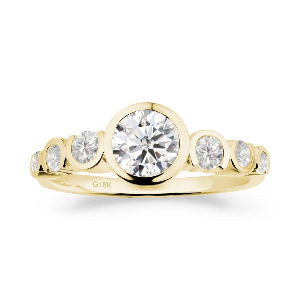 Moissanite Multi Stone Engagement Ring - LUO Jewelry #metal_18k yellow gold