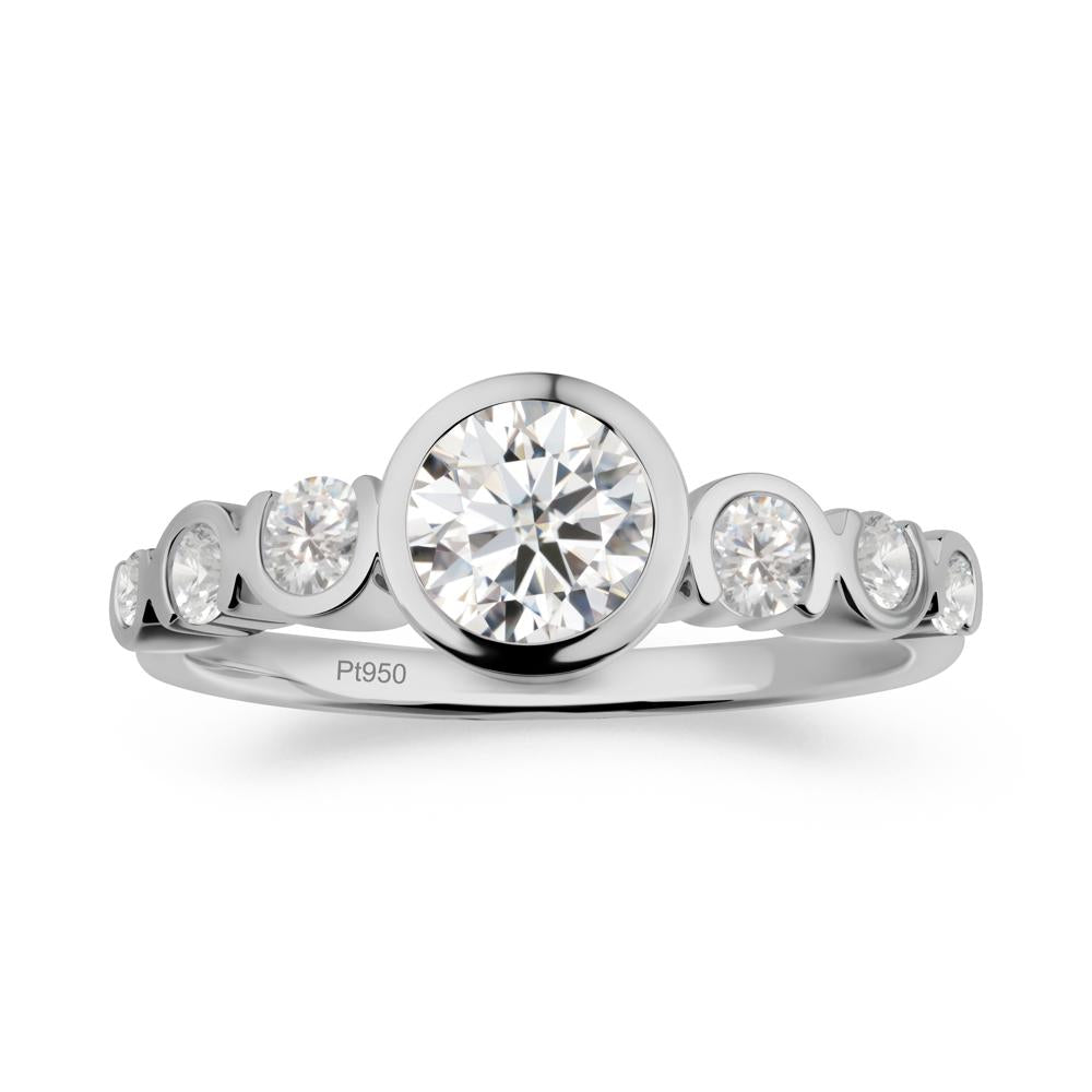 Moissanite Multi Stone Engagement Ring - LUO Jewelry #metal_platinum