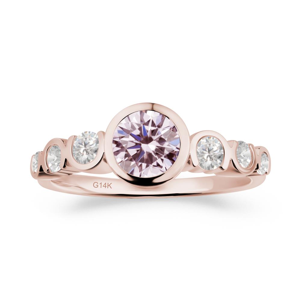 Multi Round Cut Pink Cubic Zirconia Ring - LUO Jewelry #metal_14k rose gold