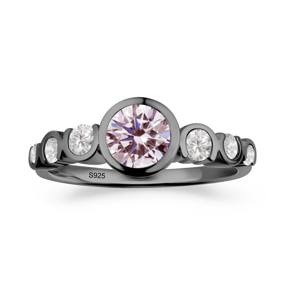 Multi Round Cut Pink Cubic Zirconia Ring - LUO Jewelry #metal_black finish sterling silver